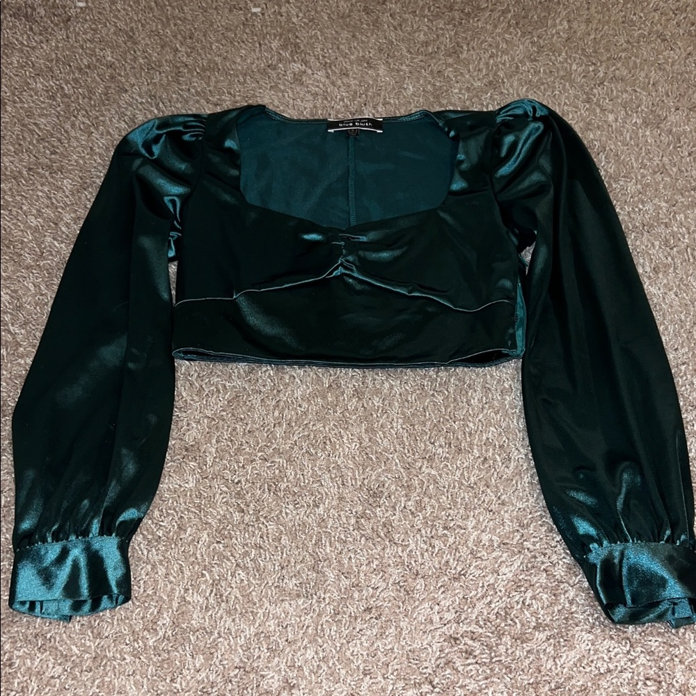 Elegant Green Satin Women's Top